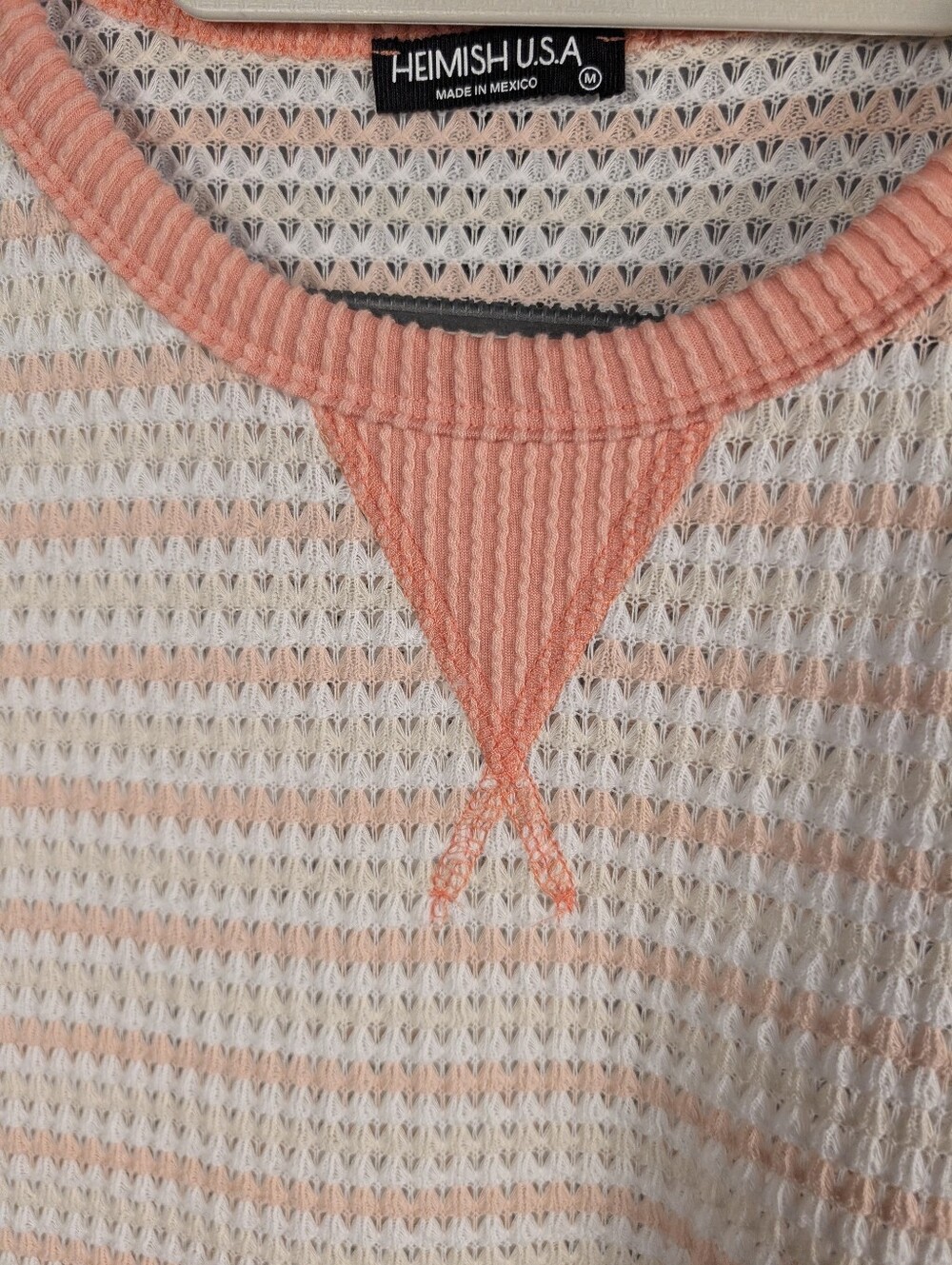 Heimish U.S.A. Women’s M Coral Ivory Striped Open Knit Oversized Top Nwot A-257 - Picture 4 of 16